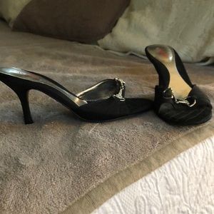 Charles David black satin mules